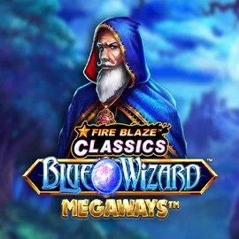 Fire Blaze Blue Wizard Megaways slot visual from Rarestone Gaming available on hollywins.org