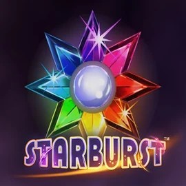 Official Slots logo: Starburst by NetEnt at Hollywin Casino