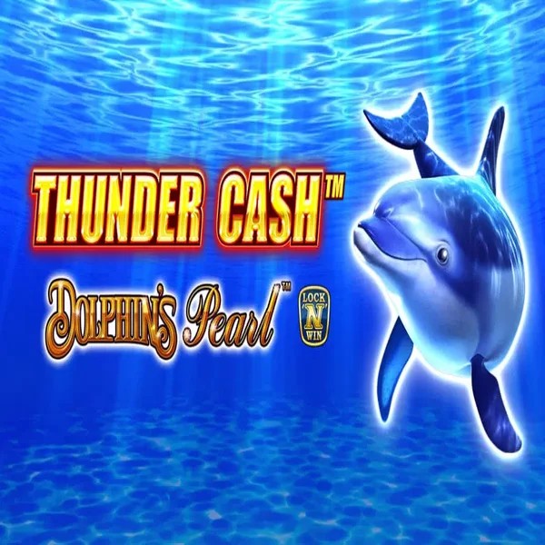 Thunder Cash Dolphins Pearl slot logo by Novomatic at Hollywin Casino